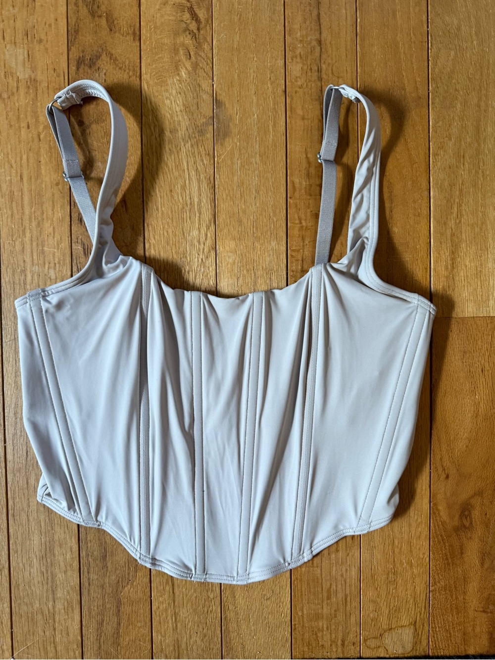 NWT Gilly Hicks Cream Corset-Style Crop Top with Adjustable Straps